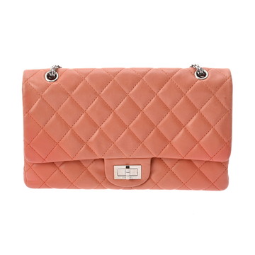 シャネル マトラッセ Wフラップ チェーンショルダー ピンク ラムスキン レディース バッグ 【中古】【bag】