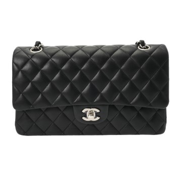 シャネル マトラッセ Wフラップ Wチェーンショルダー 25 ブラック A01112 ラムスキン レディース バッグ 【中古】【bag】