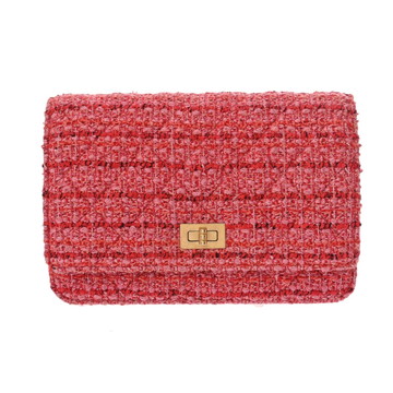シャネル チェーンウォレット レッド ツイード レディース バッグ 【中古】【bag】