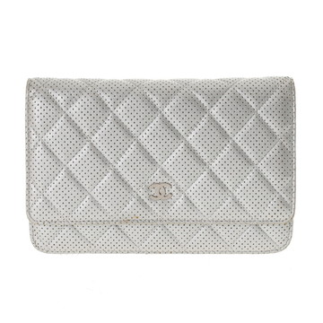 シャネル マトラッセ チェーンウォレット 19cm シルバー レザー レディース バッグ 【中古】【bag】