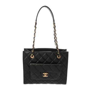 シャネル マトラッセ チェーントート ブラック ラムスキン レディース バッグ 【中古】【bag】