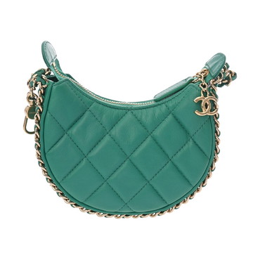 シャネル マトラッセ ミニホーボーバッグ グリーン ラムスキン レディース バッグ 【中古】【bag】