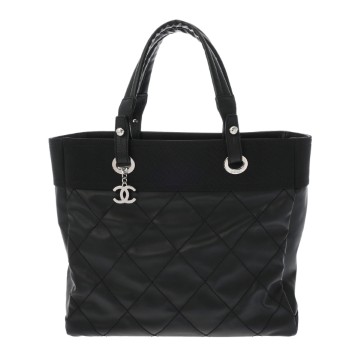 シャネル パリビアリッツ トートバッグ MM ブラック A34209 キャンバス/レザー レディース バッグ 【中古】【bag】