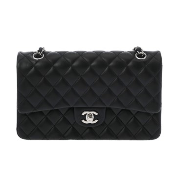 シャネル マトラッセ Wフラップ Wチェーンショルダー 25 ブラック A01112 ラムスキン レディース バッグ 【中古】【bag】