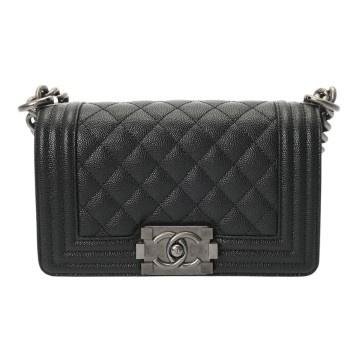 シャネル ボーイシャネル ハンドバッグ 20cm ブラック A67085 キャビアスキン レディース バッグ 【中古】【bag】