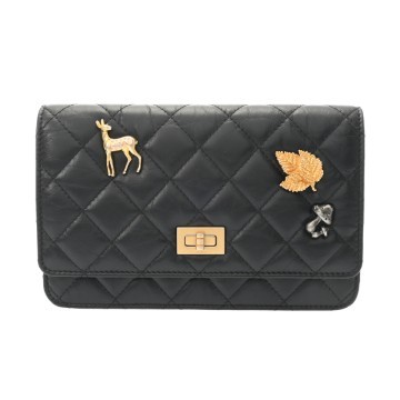 シャネル マトラッセ 2.55 チェーンクラッチ ブラック A70328 ラムスキン レディース バッグ 【中古】【bag】