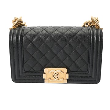 シャネル ボーイシャネル ハンドバッグ 20cm ブラック A67085 キャビアスキン レディース バッグ 【中古】【bag】