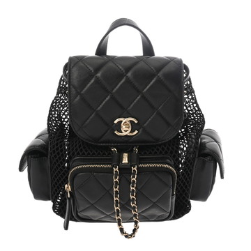 シャネル マトラッセ メッシュ バックパック ブラック A93748 シャイニーラムスキン レディース バッグ 【中古】【bag】