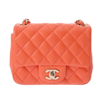 シャネル マトラッセ ミニチェーンショルダー 17cm オレンジ A35200 ラムスキン レディース バッグ 【中古】【bag】