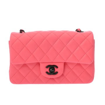 シャネル マトラッセ チェーンショルダー 20cm ピンク ラムスキン レディース バッグ 【中古】【bag】