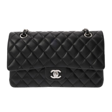 シャネル マトラッセ Wフラップ チェーンショルダー 25cm ブラック A01112 ラムスキン レディース バッグ 【中古】【bag】