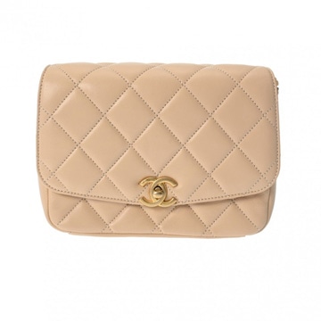 シャネル マトラッセ チェーンショルダー 20cm ベージュ ラムスキン レディース バッグ 【中古】【bag】