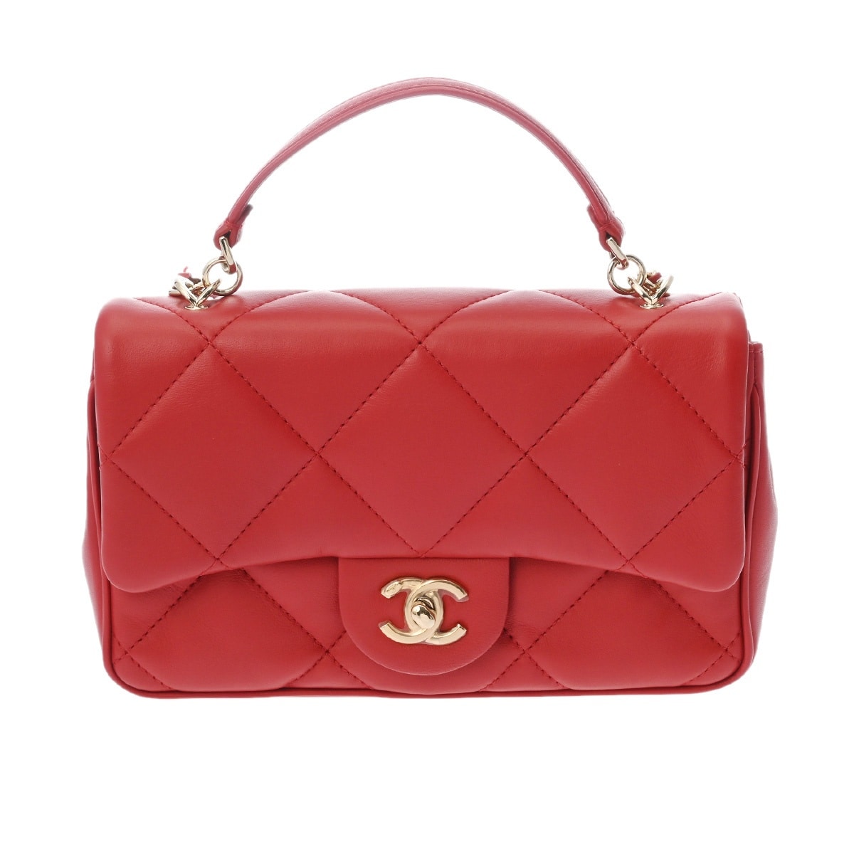 シャネル チェーンショルダー レッド ラムスキン レディース バッグ 【中古】【bag】