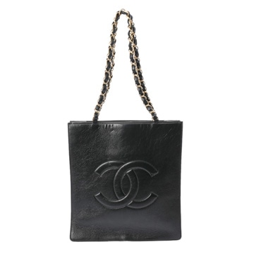 シャネル チェーントート ブラック エンボスレザー レディース バッグ 【中古】【bag】