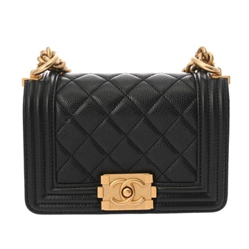 シャネル ボーイシャネル 15ミニ ブラック A67364 キャビアスキン レディース バッグ 【中古】【bag】