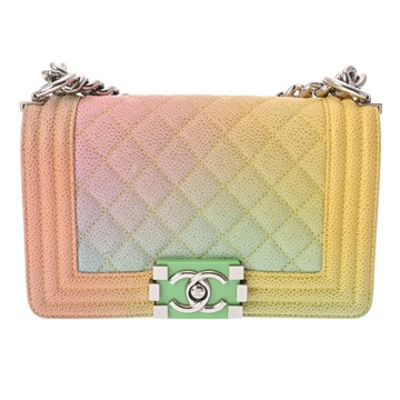 シャネル ボーイシャネル チェーンショルダー 20cm レインボー A67085 キャビアスキン レディース バッグ 【中古】【bag】