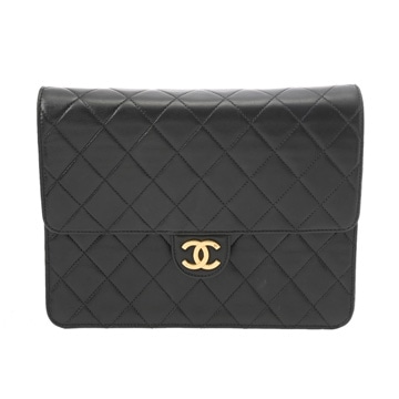 シャネル マトラッセ プッシュロック チェーンショルダー ブラック ラムスキン レディース バッグ 【中古】【bag】
