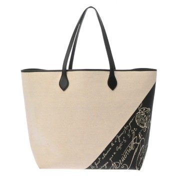 ベルルッティ サンデー トートバッグ ナチュラル/ブラック キャンバス/レザー メンズ バッグ 【中古】【bag】