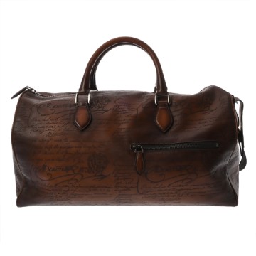 ベルルッティ カリグラフィ ボストンバッグ ブラウン スクリットレザー ユニセックス バッグ 【中古】【bag】