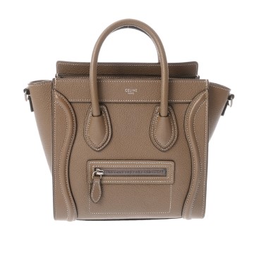 セリーヌ ラゲージ ナノ スリ 189243DRU.09SO ドラムドカーフ レディース バッグ 【中古】【bag】