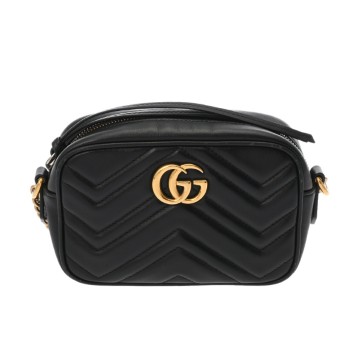 グッチ GGマーモント キルティング ミニショルダー ブラック 448065 レザー レディース バッグ 【中古】【bag】