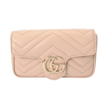 グッチ GGマーモント スーパーミニバッグ ピンク 476433 レザー レディース バッグ 【中古】【bag】