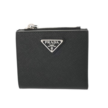 プラダ コンパクトウォレット ブラック 2ML049 サフィアーノレザー ユニセックス 財布 【中古】【purse】