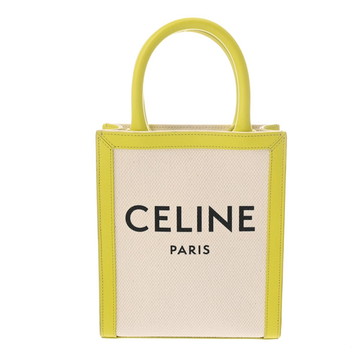 セリーヌ ミニバーティカルカバ ホワイト/イエロー 193302 キャンバス/レザー レディース バッグ 【中古】【bag】