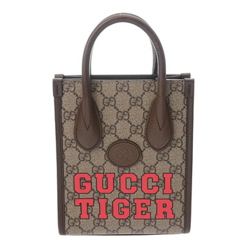 グッチ インターロッキングG ミニトート GUCCI TIGER ベージュ/ブラウン 671623 GGスプリームキャンバス/レザー レディース バッグ 【中古】【bag】