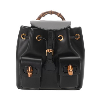 グッチ バンブー リュックサック ブラック 702101 レザー ユニセックス バッグ 【中古】【bag】