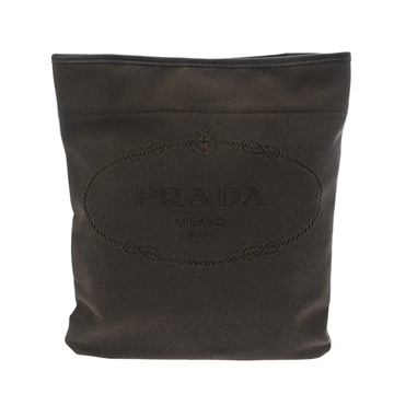 プラダ カーキ ジャガードキャンバス/レザー レディース バッグ 【中古】【bag】