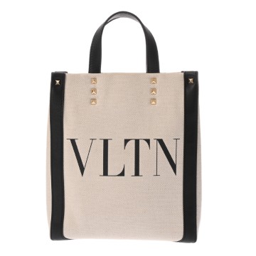 ヴァレンティノ ガラヴァーニ VLTNトート ホワイト/ブラック XW2B0K37FWB キャンバス/レザー メンズ バッグ 【中古】【bag】