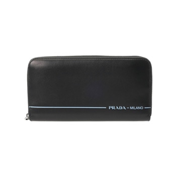 プラダ ラウンドファスナー財布 CITY SPORT ブラック 2ML317 レザー メンズ 財布 【中古】【purse】