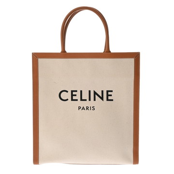 セリーヌ バーティカルカバ ラージ ホワイト/タン 190402BNZ.02NT キャンバス/カーフ レディース バッグ 【中古】【bag】