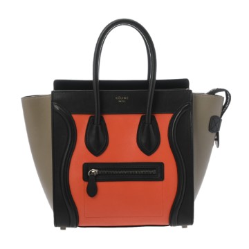 セリーヌ ラゲージ マイクロショッパー トリコロール 189793 スムースカーフ レディース バッグ 【中古】【bag】