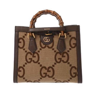 グッチ ダイアナ スモール GGショルダー ブラウン 660195 キャンバス/バンブー レディース バッグ 【中古】【bag】