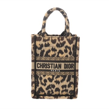 ディオール ブックトートミニ バーティカル レオパード ベージュ S5555CRHM キャンバス レディース バッグ 【中古】【bag】