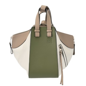 ロエベ ハンモック スモール ホワイト/ベージュ/カーキ レザー レディース バッグ 【中古】【bag】
