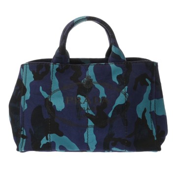 プラダ カナパ トート カモフラージュ ブルー系 B2642B キャンバス レディース バッグ 【中古】【bag】
