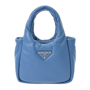 プラダ パテッド MINIトートバッグ 2WAY ブルー 1BA359 レザー レディース バッグ 【中古】【bag】