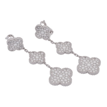 ヴァン クリーフ&アーペル マジックアルハンブラ ピアス パヴェ 3モチーフ シルバー VCARN9MR00 K18ホワイトゴールド WG レディース ジュエリー 【中古】【jewelry】