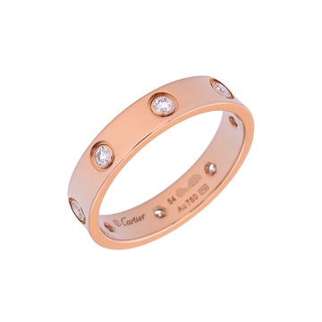 カルティエ ミニラブ リング #54 8Pダイヤ ゴールド K18ピンクゴールド PG レディース ジュエリー 【中古】【jewelry】