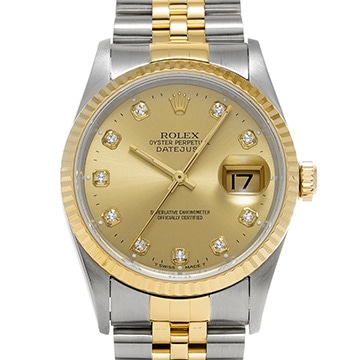 ロレックス デイトジャスト 16233G シャンパン/ダイヤモンド メンズ 時計 【中古】【wristwatch】