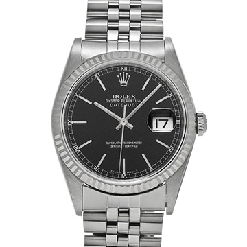 ロレックス デイトジャスト 36 16234 ブラック メンズ 時計 【中古】【wristwatch】