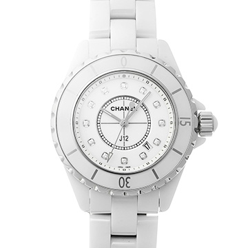 シャネル J12 33MM H1628 ホワイト/ダイヤモンド レディース 時計 【中古】【wristwatch】