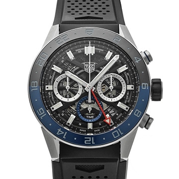 タグ ホイヤー カレラ キャリバーホイヤー02 クロノグラフ GMT CBG2A1Z.FT6157 ブラック メンズ 時計 【中古】【wristwatch】