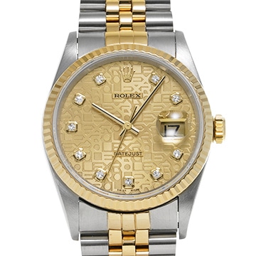 ロレックス デイトジャスト 16233G シャンパンコンピュータ/ダイヤモンド メンズ 時計 【中古】【wristwatch】