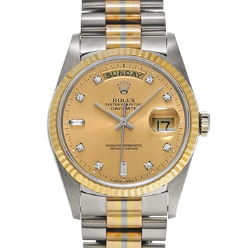 ロレックス デイデイト トリドール 18239BIC シャンパン/ダイヤモンド メンズ 時計 【中古】【wristwatch】
