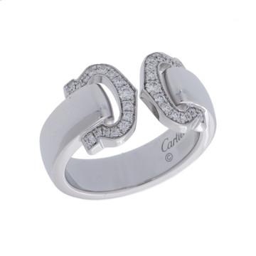 カルティエ 2Cブークルセ リング #49 シルバー K18ホワイトゴールド WG レディース ジュエリー 【中古】【jewelry】