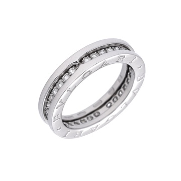 ブルガリ B-ZERO1 リング XS #54 フルダイヤ シルバー K18ホワイトゴールド WG ユニセックス ジュエリー 【中古】【jewelry】